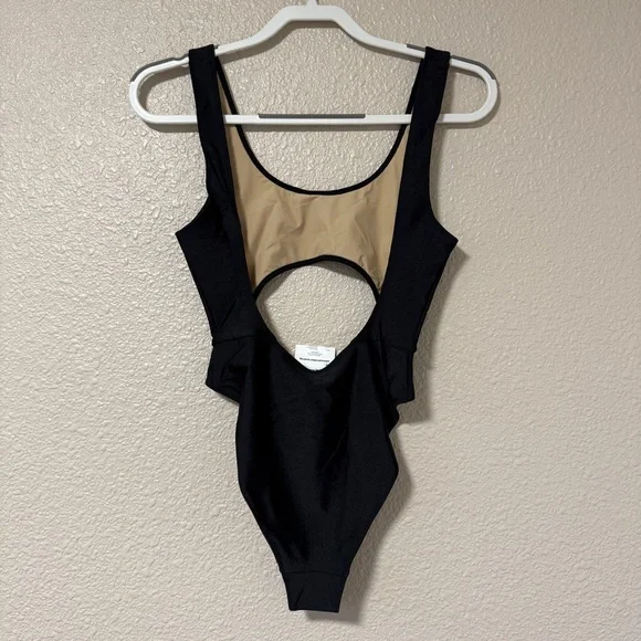 NWT Alexander Wang Cutout Logo Swimsuit Black Rhinestone Spring Break Beach S - Picture 9 of 10